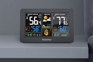 a digital weather station on a table