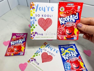 diy valentine made with a kool aid package 