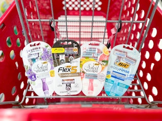 bic razor packs sitting in a target cart