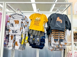 toddler pajamas sitting on a target shelf