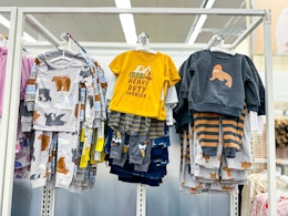 toddler pajamas sitting on a target shelf