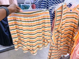 womens pajamas in store on hangers