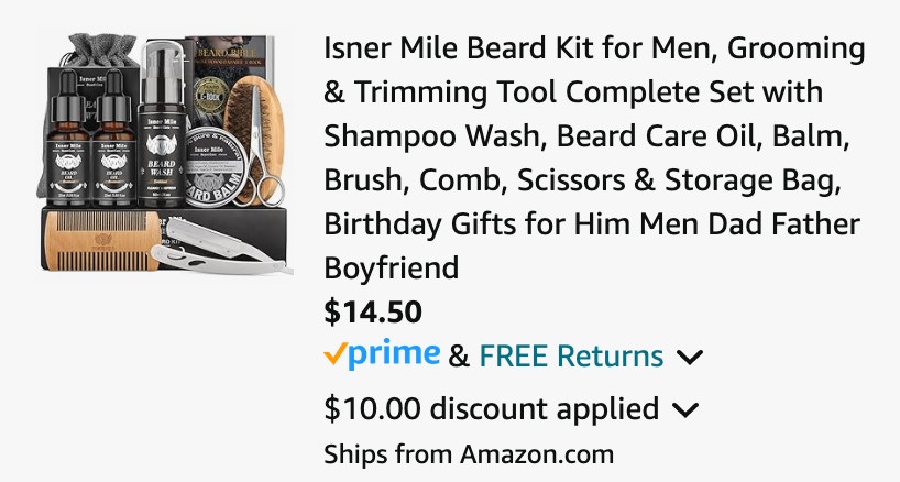 screenshot for $14.50 beard grooming kit