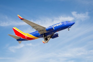 Southwest Airplane flying in the air