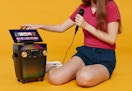 person using the singing machine