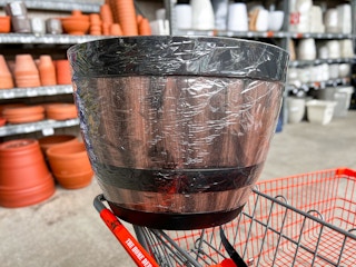 vigoro wine barrel planter on home depot cart