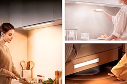 3 lifestyle images of Under Cabinet Lighting (from a 2-pack Walmart Flash deal)