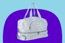 Stock image of the denim floral weekender bag (brand: no boundaries)