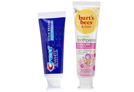 1 Crest + 1 Burt's Bees Toothpaste