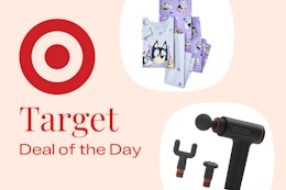 Bluey Toddler pajamas and Sharper Image massage gun