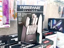 farberware 15pc knife set sitting on boxes at target