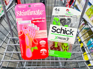 skintimate and schick razors in a cvs cart