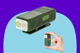 Eyshwu EDC Flashlight Rechargeable Clip-On Light on a blue background.