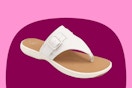 Stock image of the Time and Tru Comfort Flip Flops in the color white