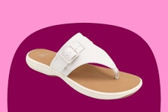 Stock image of the Time and Tru Comfort Flip Flops in the color white