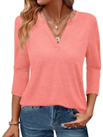 Women's 3/4 Sleeve V-Neck Tunic