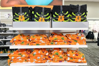 matching pajamas for the family sitting on a target shelf