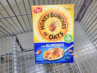 honey bunches of oats cereal with almonds in a cart