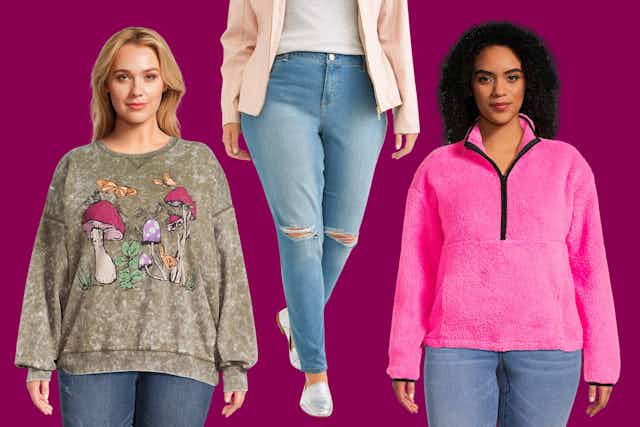 Cyber Monday Plus-Size Fashion at Walmart: $10 Jeans, $9 Sweaters, and More card image