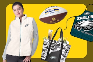 collage of nfl items at QVC- apparel, tote and more