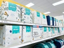 pillowfort kids sheet sets sitting on a target shelf
