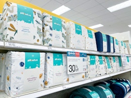 pillowfort kids sheet sets sitting on a target shelf