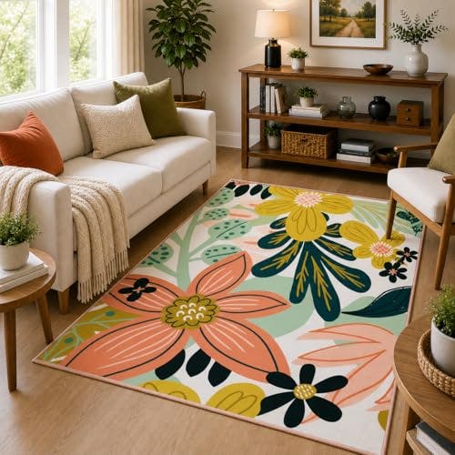 Boho Floral Area Rug