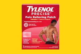 tylenol pain relieving patch on a yellow background