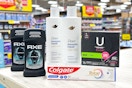 dove axe kotex colgate items on store shelf