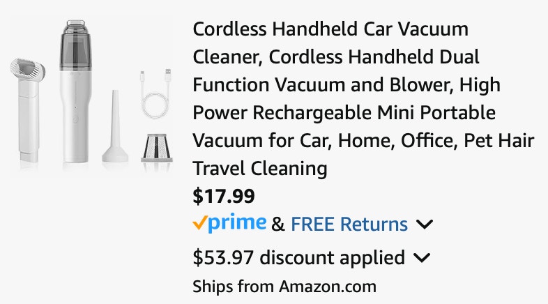 ooyy Cordless Handheld Car Vacuum Cleaner