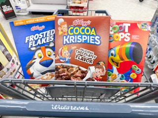 kellogg's cereal boxes in walgreens cart