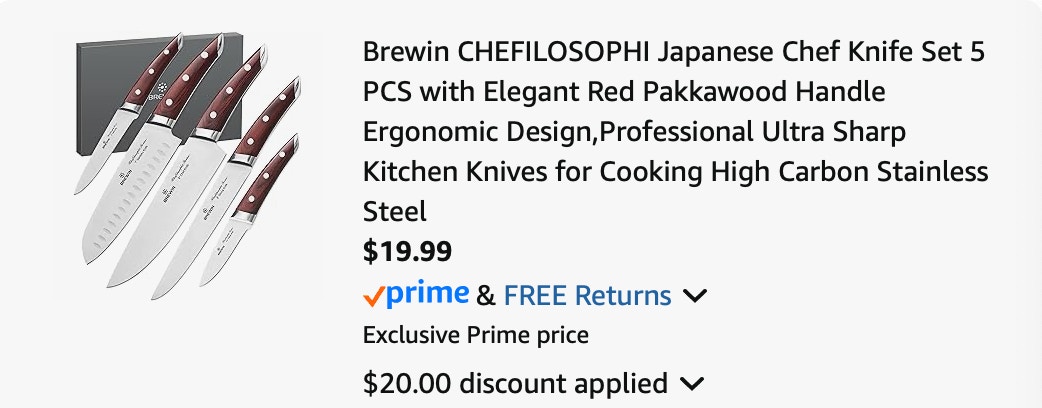 knife set Amazon receipt