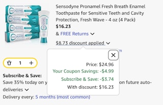 sensodyne toothpaste cart
