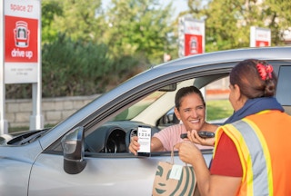 Someone at the Target drive up picking up their Starbucks order