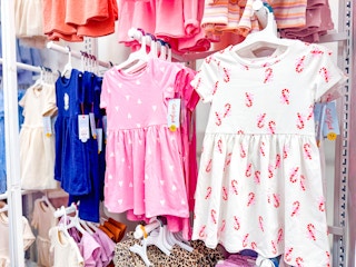 toddler dresses sitting on a target shelf