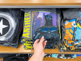 graphic tees on shelves