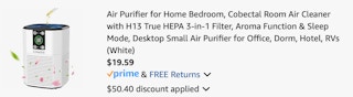 air purifier Amazon receipt