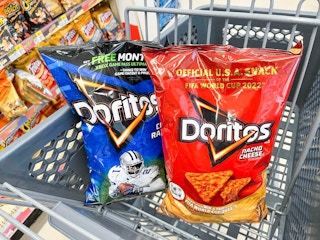 two Doritos bags inside shopping cart