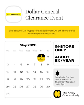 Dollar General Clearance Event predicted start date in May 2026