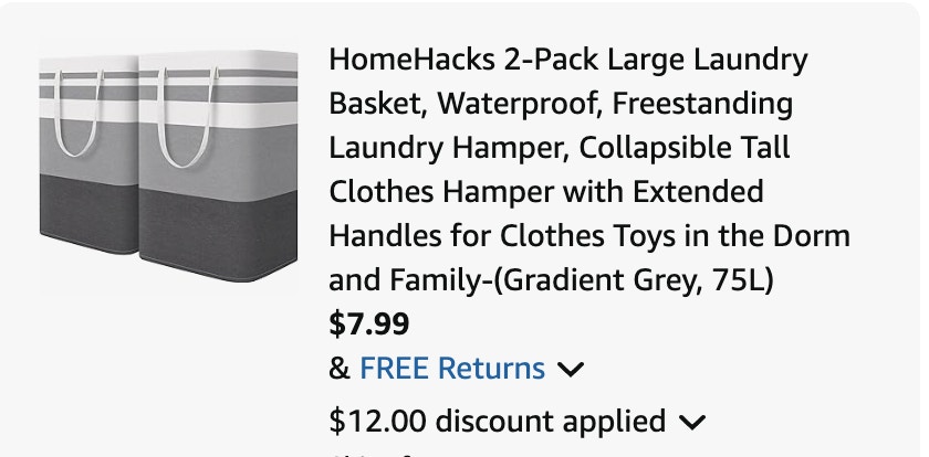 laundry basket Amazon reciept