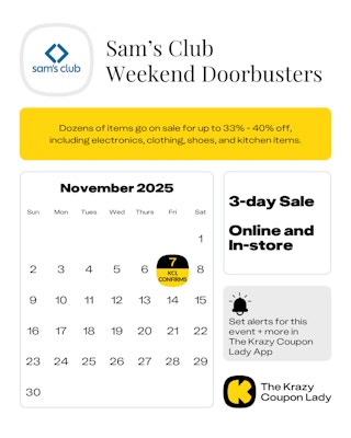 Sam's Club Doorbuster sale start date in November 2025