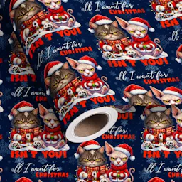 Cat Christmas Wrapping Paper Roll
