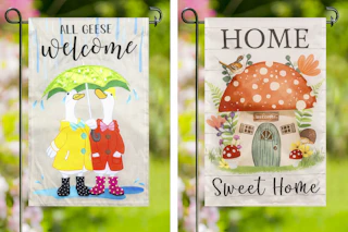 All Geese Welcome and Home Sweet Home yard flag