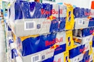 red bull energy drinks packs stacked at costco
