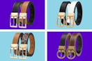 CHAOREN Reversible Belt for Women, 2-pack, different buckles and color combinations