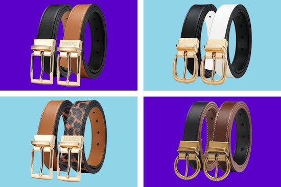 CHAOREN Reversible Belt for Women, 2-pack, different buckles and color combinations