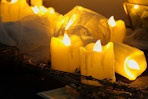 flameless candles on a table