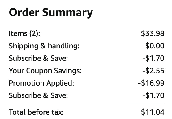 2 Olave Olive Oils Amazon Receipt