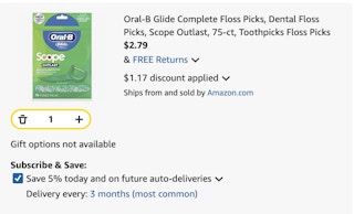 floss picks Amazon receipt