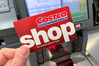 Costco Shop Card at a Costco return self-checkout.